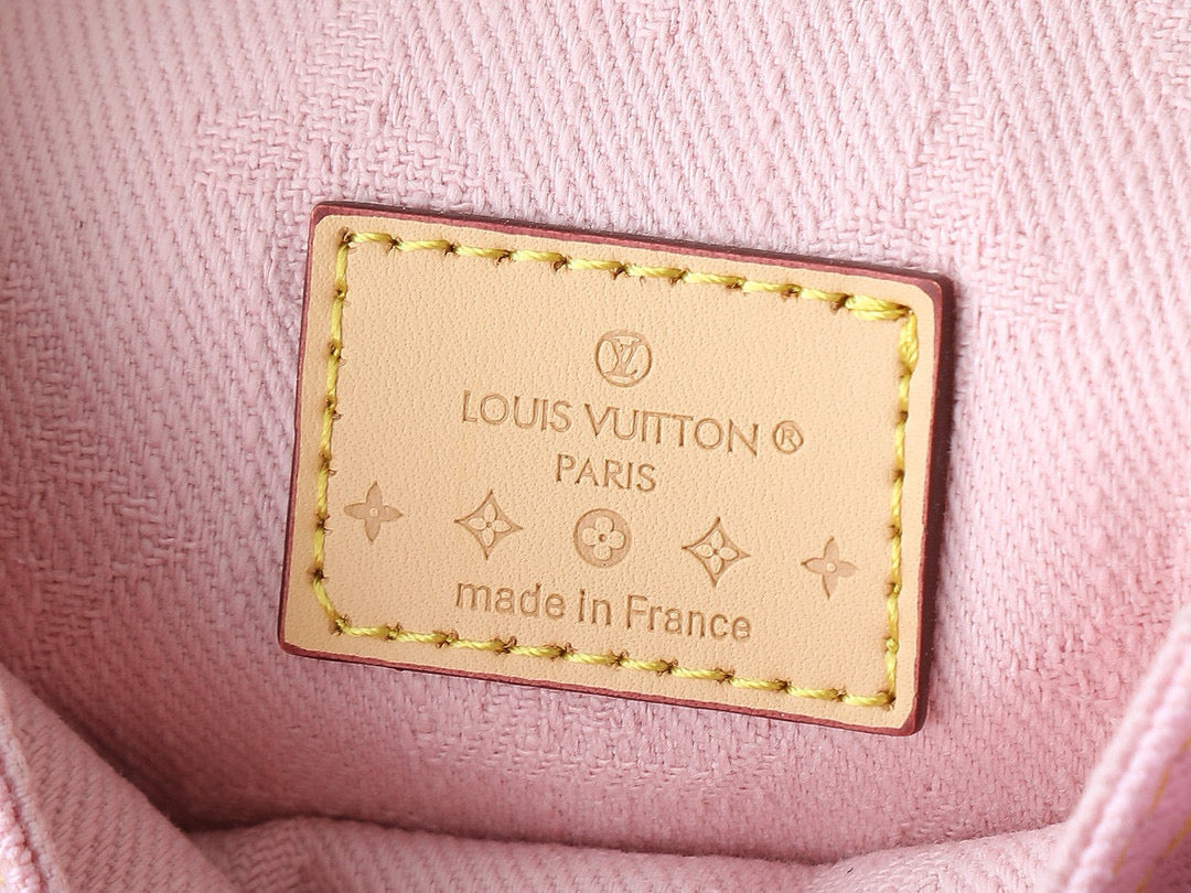 SAC LV SUNSET 27 CM MONOGRAMME ROSE DENIM QUINCAILLERIE DORÉ