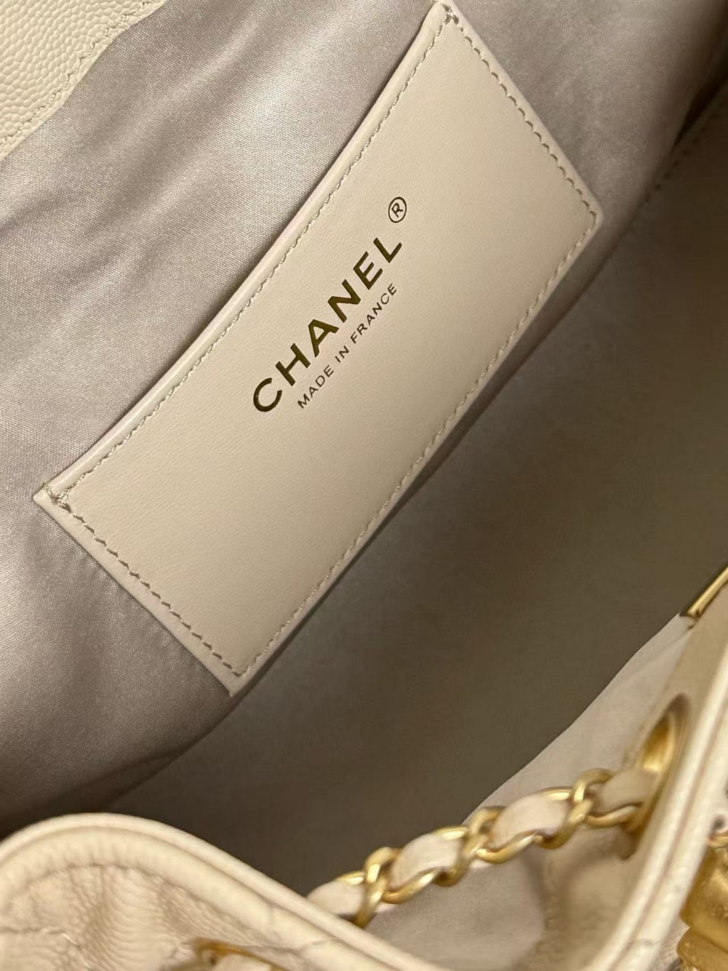 CC 25C HOBO BAG 30CM BEIGE GRAINED CALFSKIN