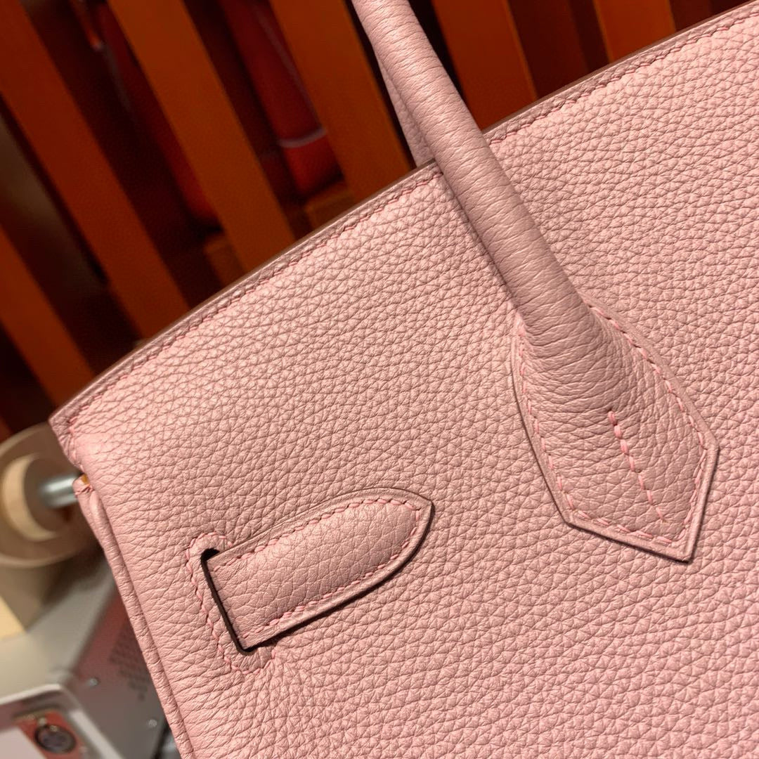 HM BIRKIN 30CM CUIR TOGO ROSE CLAIR QUINCAILLERIE DORÉ