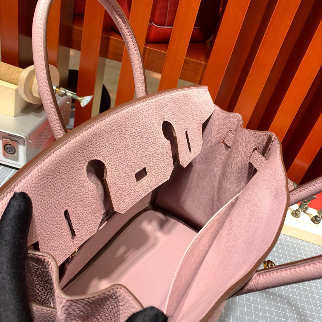 HM BIRKIN 30CM CUIR TOGO ROSE CLAIR QUINCAILLERIE DORÉ