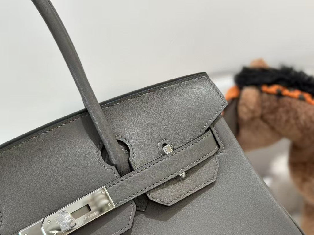 HM ショルダーバーキン 29cm アイアングレー カーフスキン シルバー金具