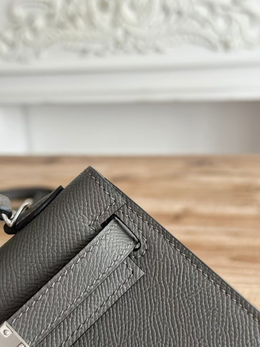 HM MINI KELLY 19CM CHARBON EPSOM QUINCAILLERIE ARGENTÉE