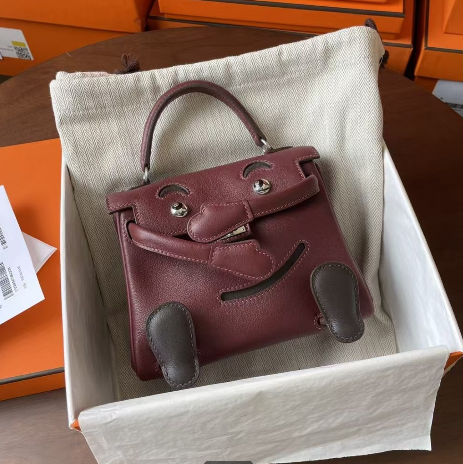 KELLY DOLL 18 CUIR DE VEAU GULLIVER BORDEAUX (FABRIQUÉ SUR COMMANDE)