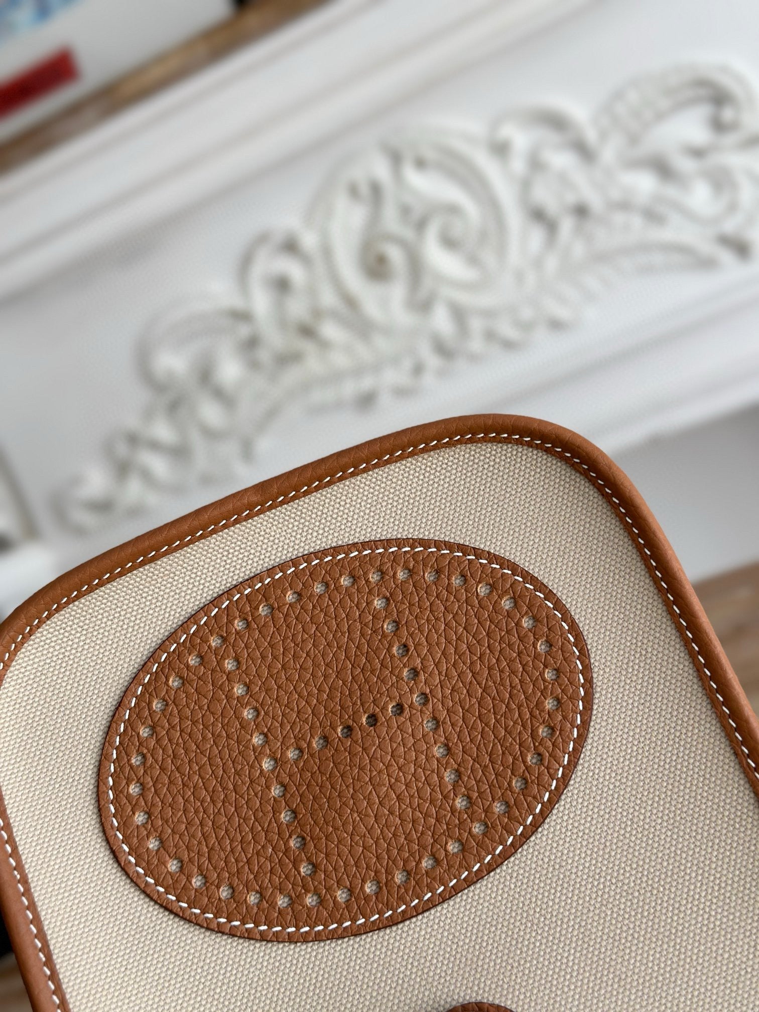 EVELYNE HERMES BAGS 17 BROWN BEIGE WAX THREAD AND COWHIDE