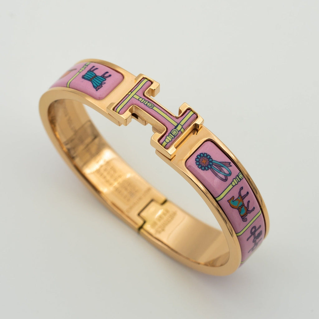 H BRACELET OR ROSE CÉRAMIQUE ROSE