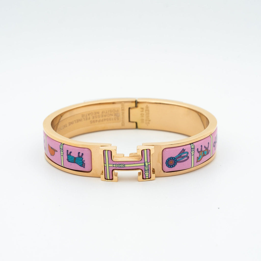 H BRACELET OR ROSE CÉRAMIQUE ROSE