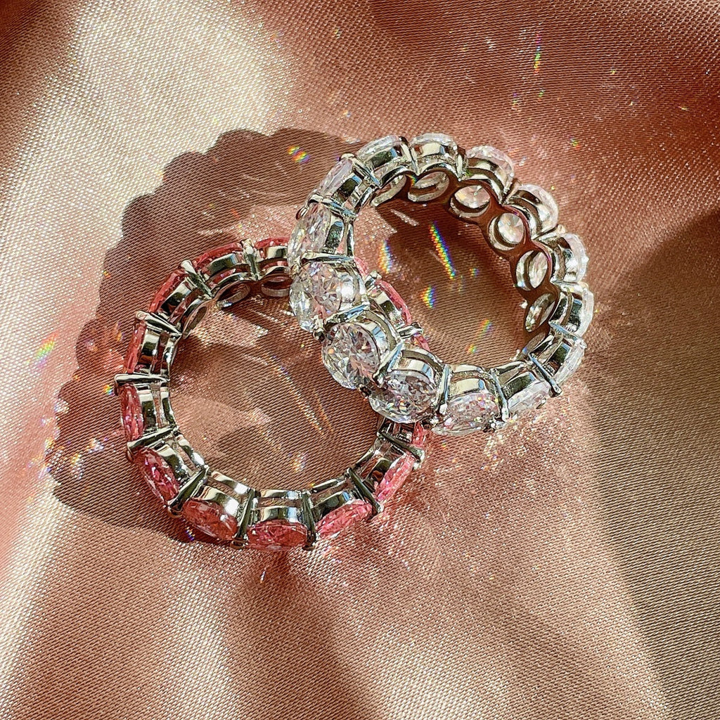 [HOT] Bague de tennis allongée et délicate à taille coussin