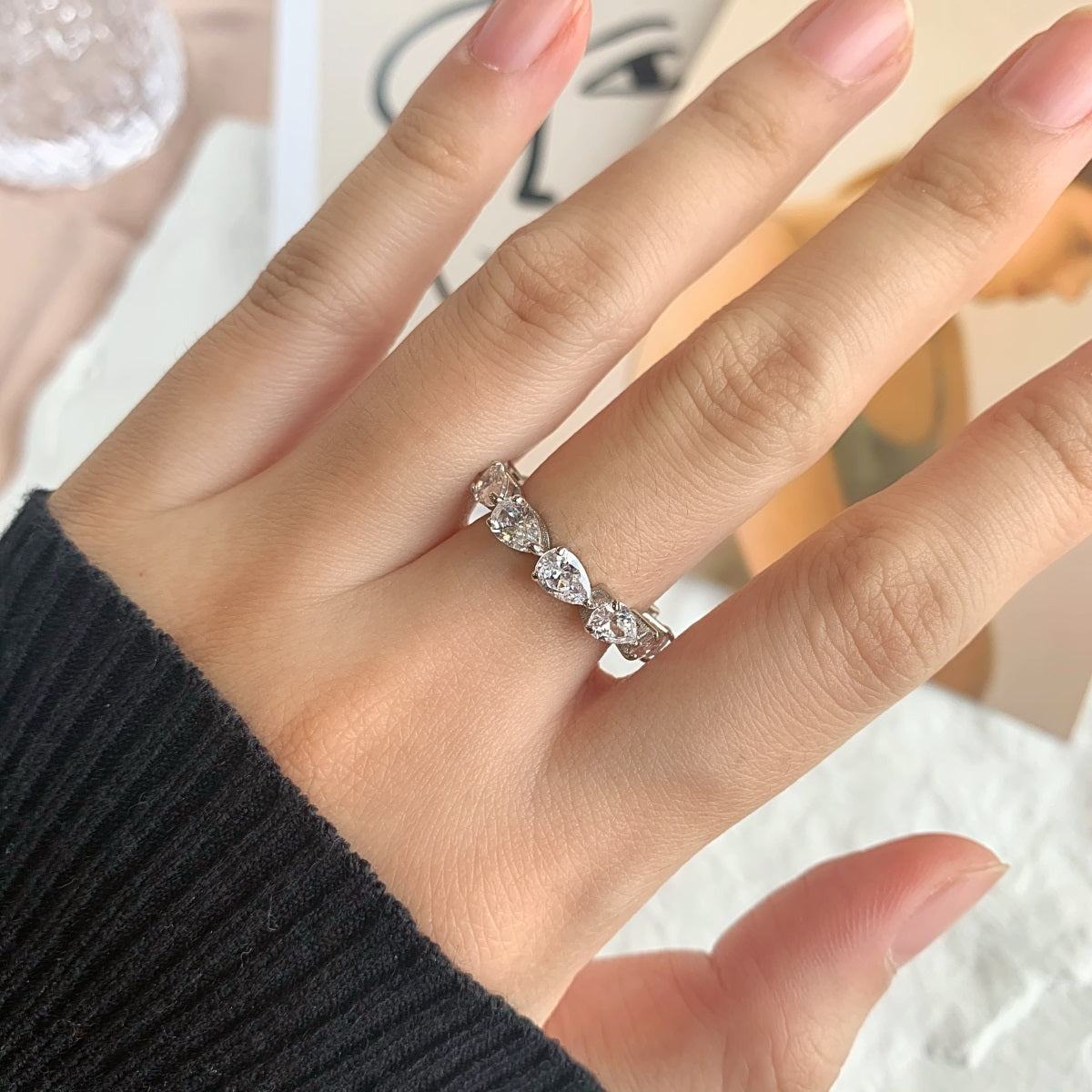 [HOT] Superbe bague de tennis taille poire