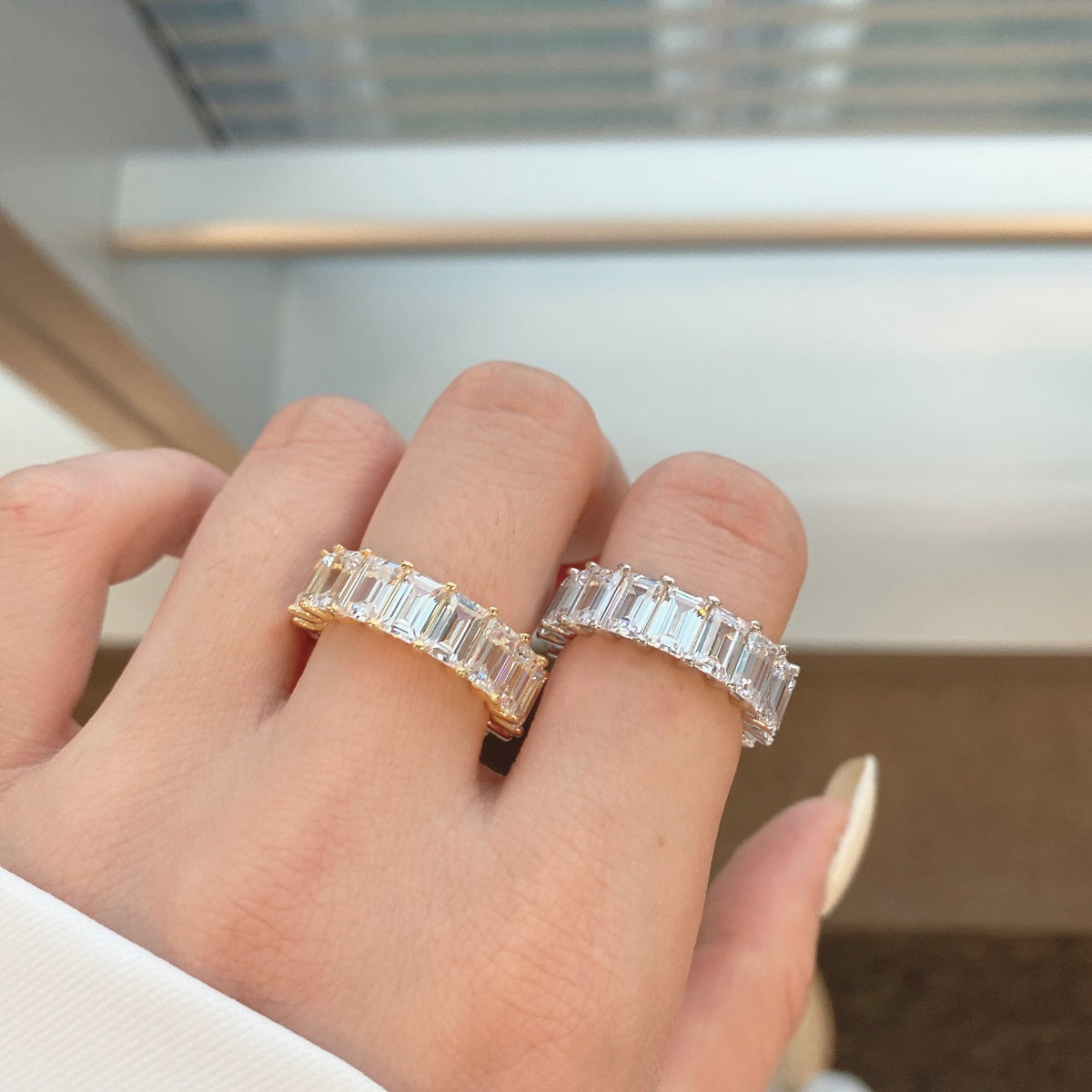 [HOT] Bague tennis élégante taille émeraude de 0,75 carat