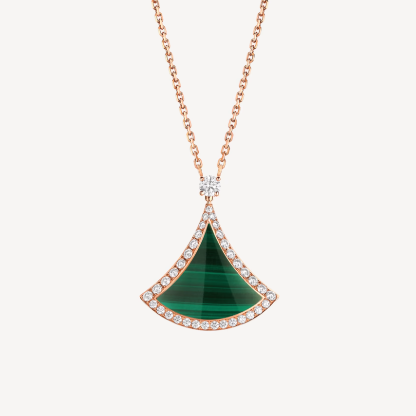 DREAM MALACHITE DIAMOND PAVED ROSE GOLD NECKLACE