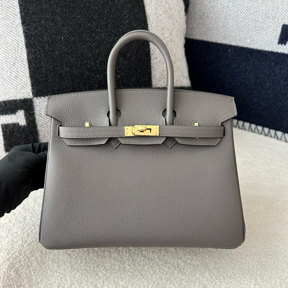 HM BIRKIN 25CM GRIS ETAIN TOGO LEATHER GOLD HARDWARE