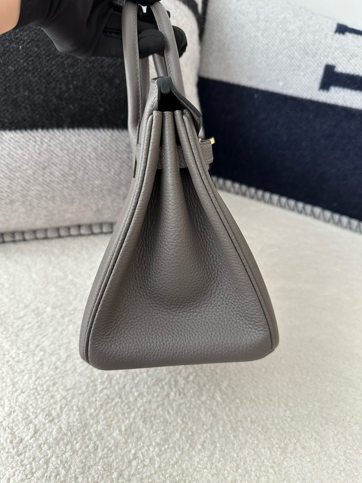 HM BIRKIN 25CM GRIS ÉTAIN CUIR TOGO QUINCAILLERIE DORÉ