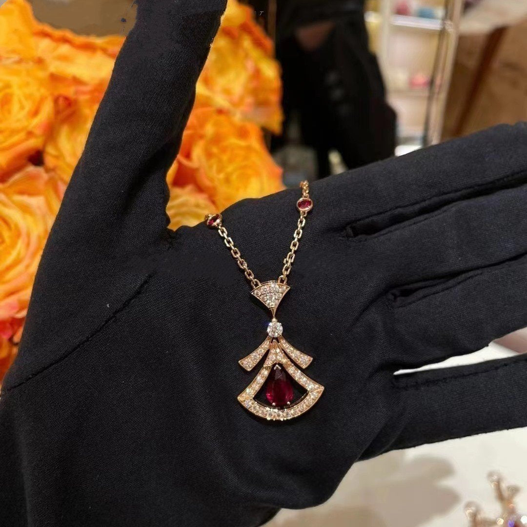 DREAM NECKLACE CARNELIAN DIAMOND ROSE GOLD
