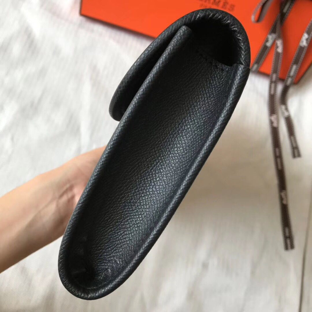 Pochette Hermès Jige Elan 29 en cuir EPSOM noir