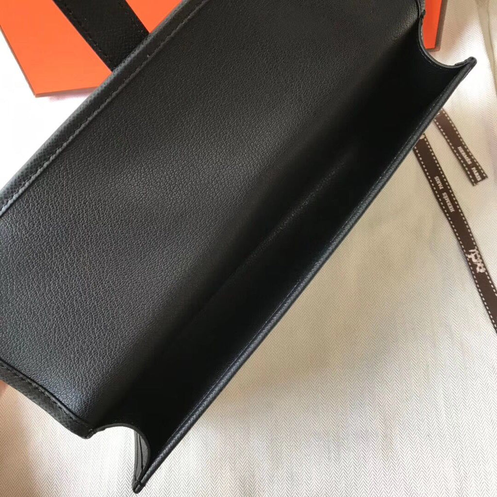 Pochette Hermès Jige Elan 29 en cuir EPSOM noir