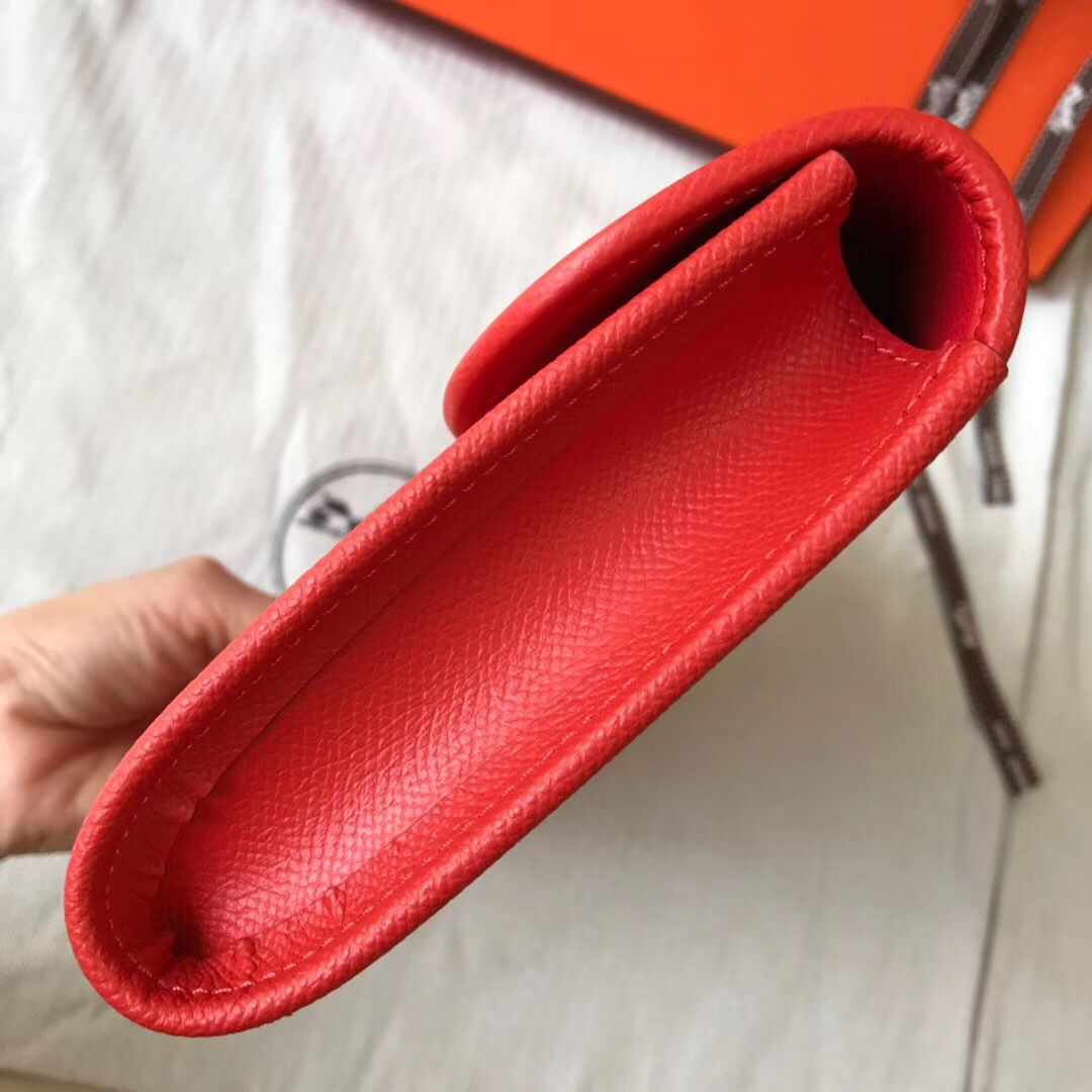 エルメス ジジェ エラン 29 クラッチバッグ レッド エプソムレザー