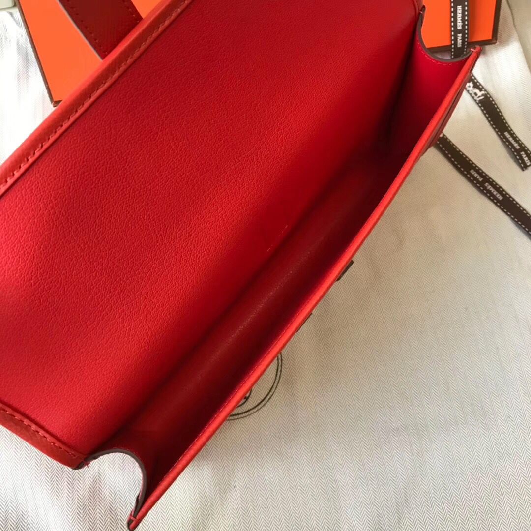 Pochette Hermès Jige Elan 29 en cuir EPSOM rouge