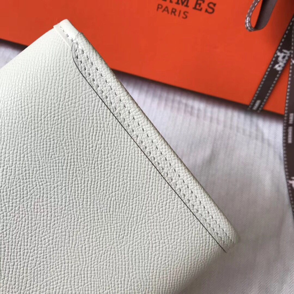 Pochette Hermès Jige Elan 29 en cuir EPSOM blanc