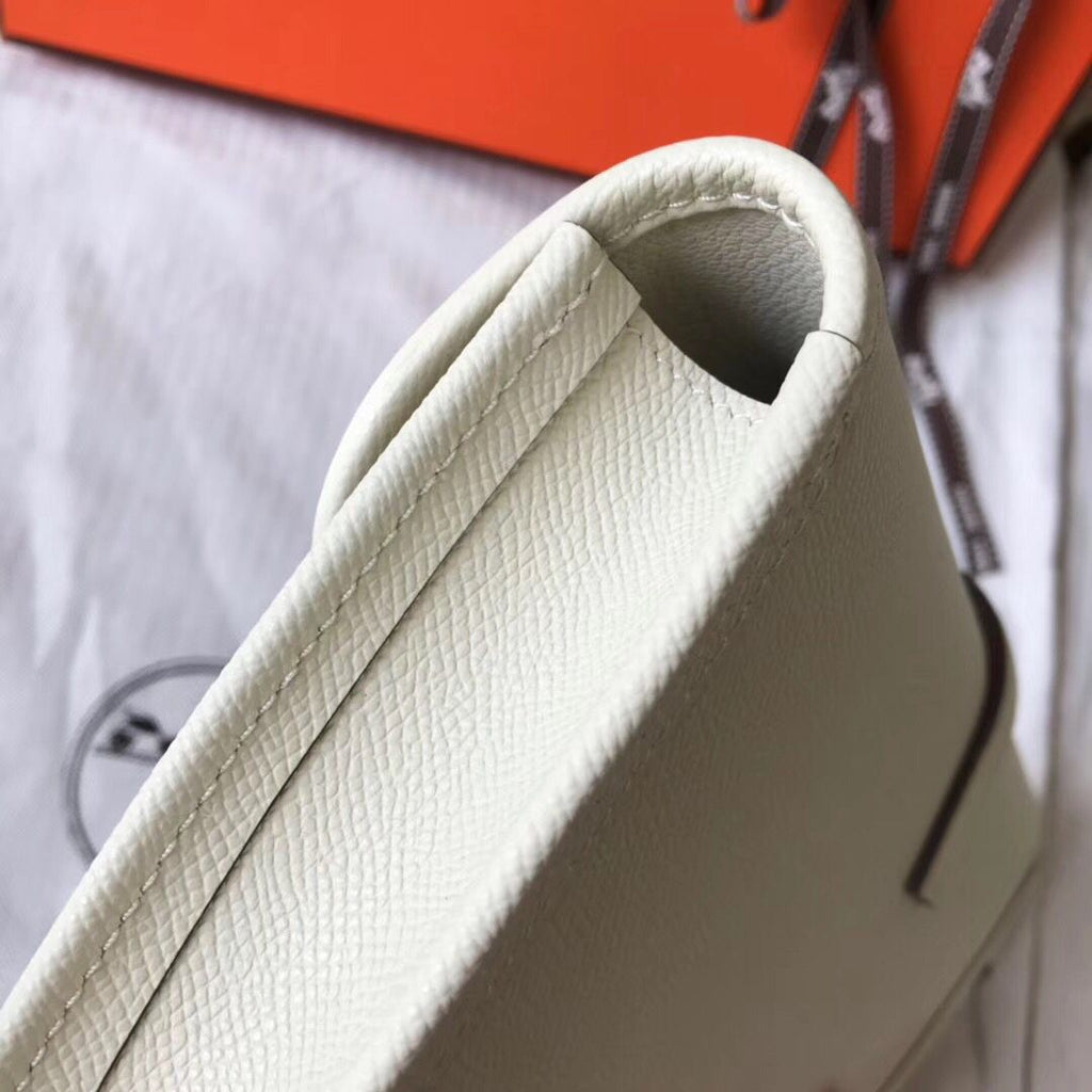 Pochette Hermès Jige Elan 29 en cuir EPSOM blanc