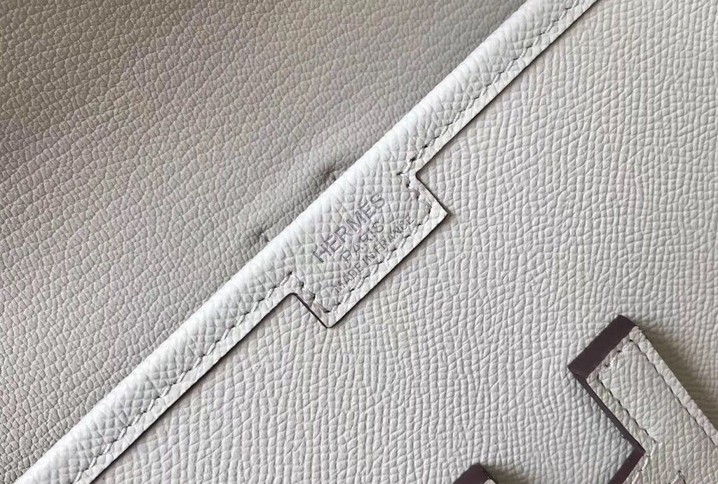 Pochette Hermès Jige Elan 29 en cuir EPSOM blanc