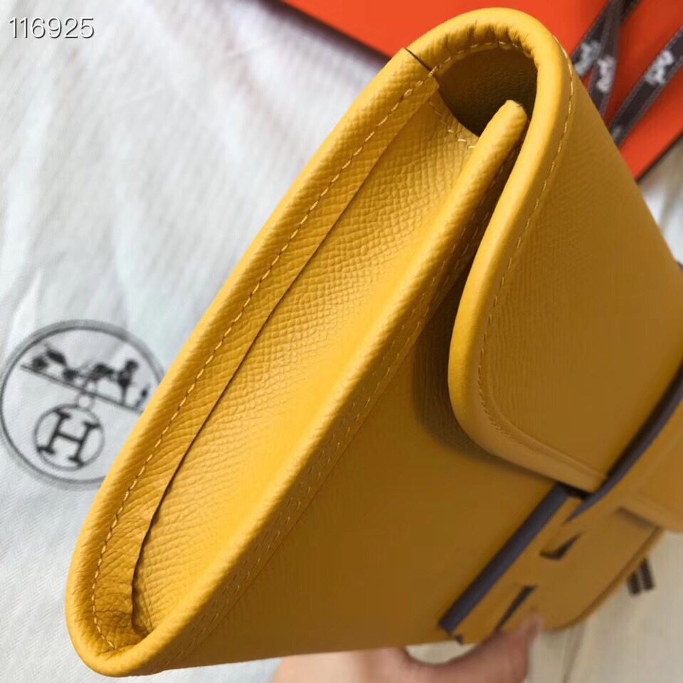 エルメス ジジェ エラン 29 クラッチバッグ イエローエプソムレザー