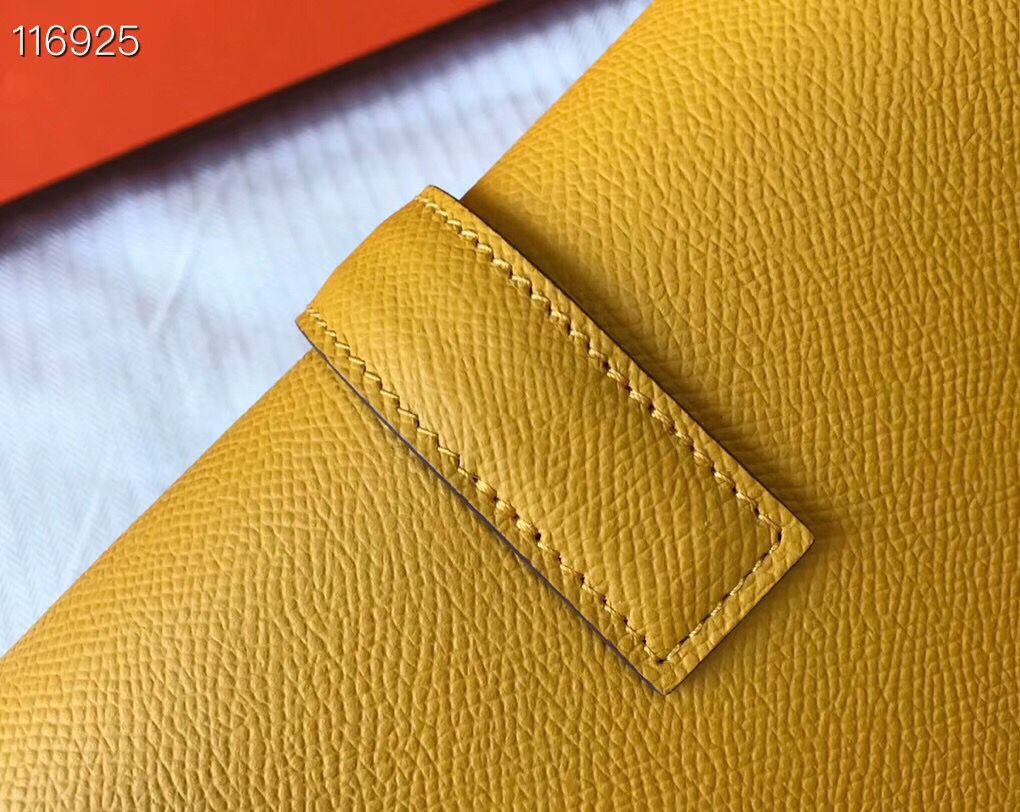 Pochette Hermès Jige Elan 29 en cuir EPSOM jaune