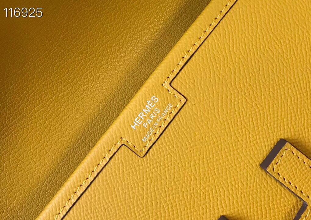Pochette Hermès Jige Elan 29 en cuir EPSOM jaune