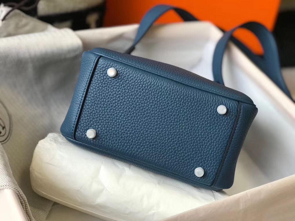 HM MINI LINDY 20CM BLUE AGATE CLEMENCE LEATHER
