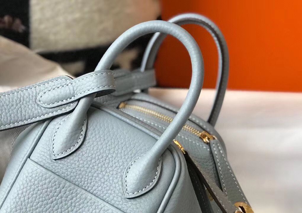 HM ミニ リンディ 20cm ブルー リン クレマンスレザー