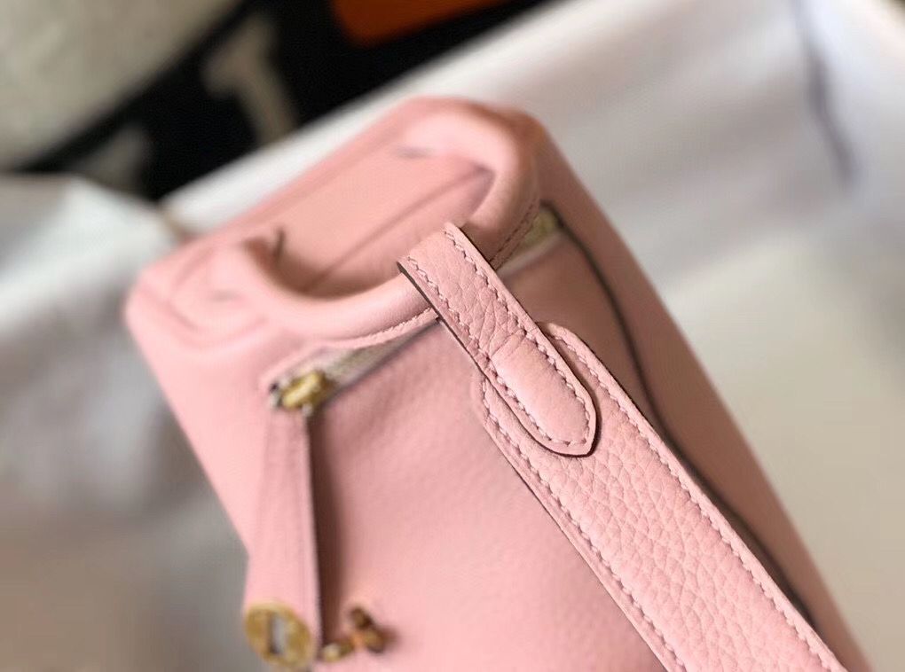 HM MINI LINDY 20CM CUIR ROSE CLEMENCE