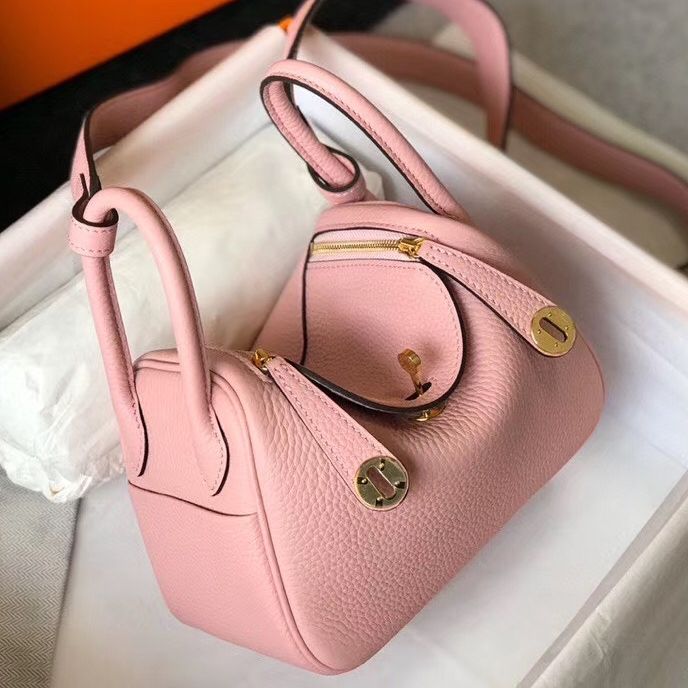 HM MINI LINDY 20CM CUIR ROSE CLEMENCE
