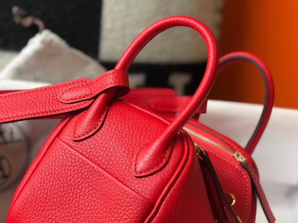 HM MINI LINDY 20CM RED LEATHER