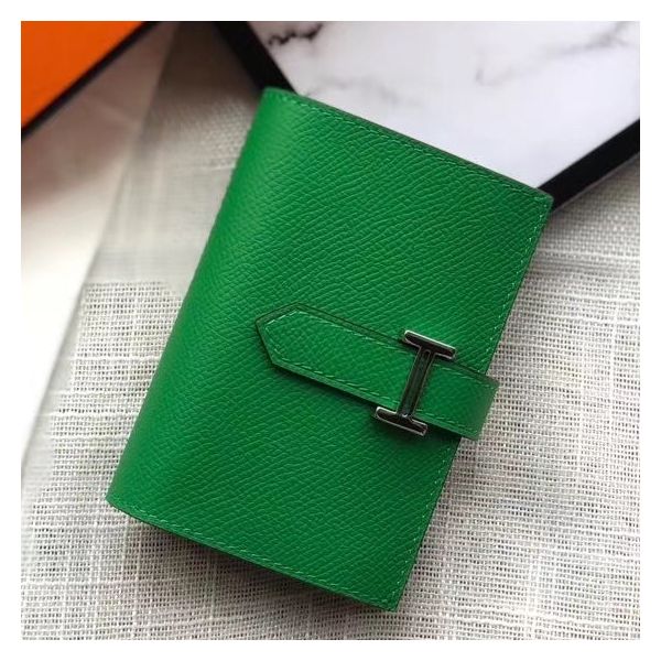 MINI PORTEFEUILLE HM BEARN 10 CM EN CUIR EPSOM BAMBOU