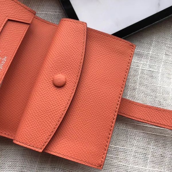 MINI PORTEFEUILLE HM BEARN 10 CM EN CUIR EPSOM CREVETTE