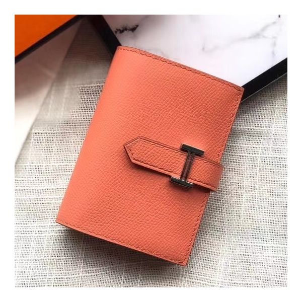 MINI PORTEFEUILLE HM BEARN 10 CM EN CUIR EPSOM CREVETTE