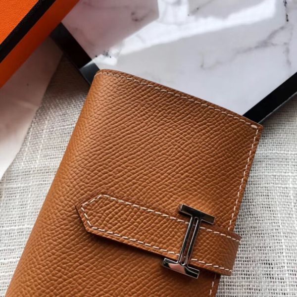 MINI PORTEFEUILLE HM BEARN 10 CM EN CUIR EPSOM DORÉ