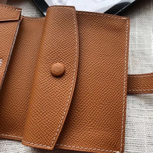 MINI PORTEFEUILLE HM BEARN 10 CM EN CUIR EPSOM DORÉ