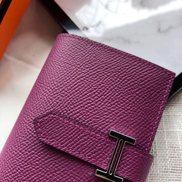 MINI PORTEFEUILLE HM BEARN 10 CM EN CUIR EPSOM VIOLET