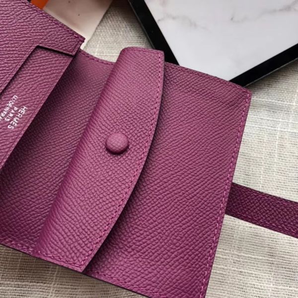 MINI PORTEFEUILLE HM BEARN 10 CM EN CUIR EPSOM VIOLET
