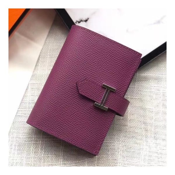 MINI PORTEFEUILLE HM BEARN 10 CM EN CUIR EPSOM VIOLET