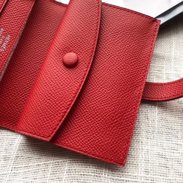 MINI PORTEFEUILLE HM BEARN 10 CM EN CUIR EPSOM ROUGE