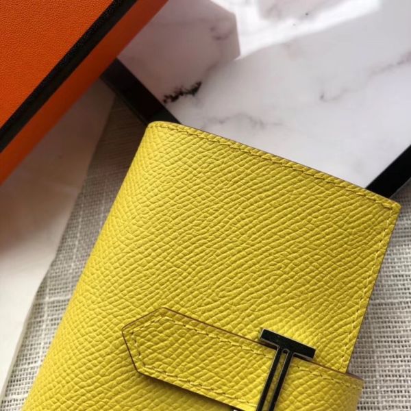 HM BEARN 10CM MINI WALLET IN YELLOW EPSOM LEATHER