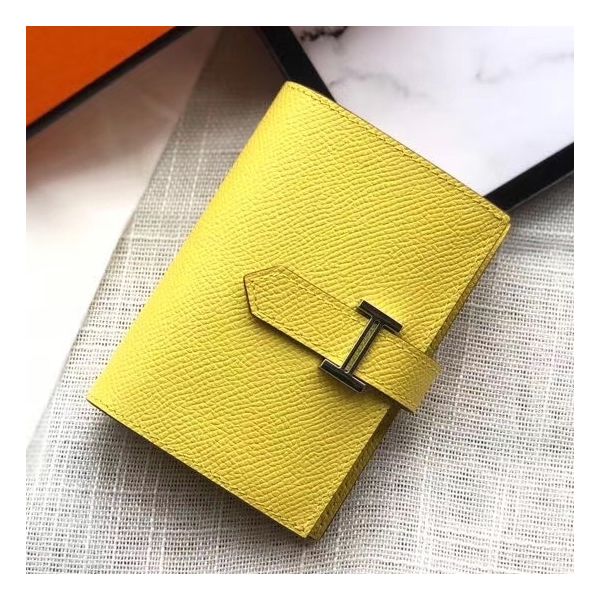 HM BEARN 10CM MINI WALLET IN YELLOW EPSOM LEATHER