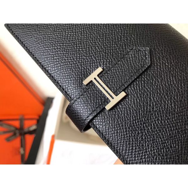 HM BLACK EPSOM BEARN 17,5 GUSSET WALLET