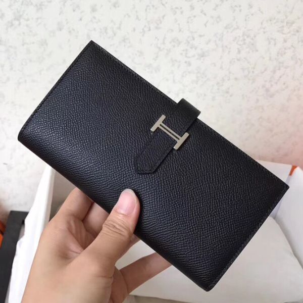 HM BLACK EPSOM BEARN 17,5 GUSSET WALLET