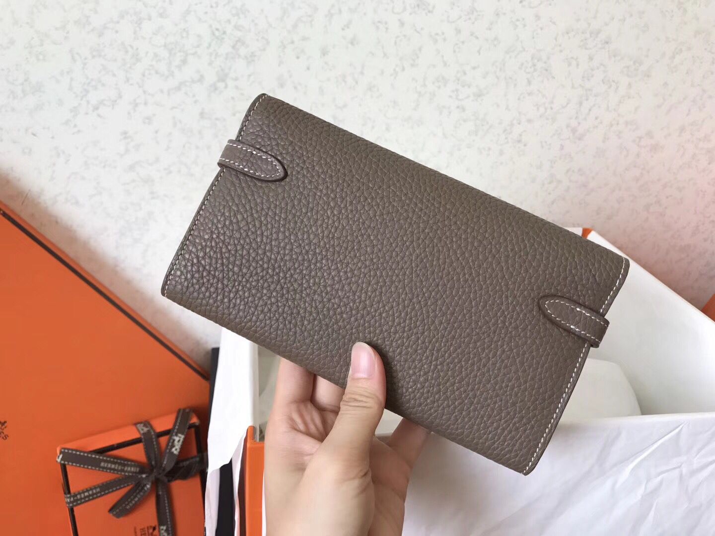 ケリー ロングウォレット 20cm エトゥープ クレメントレザー
