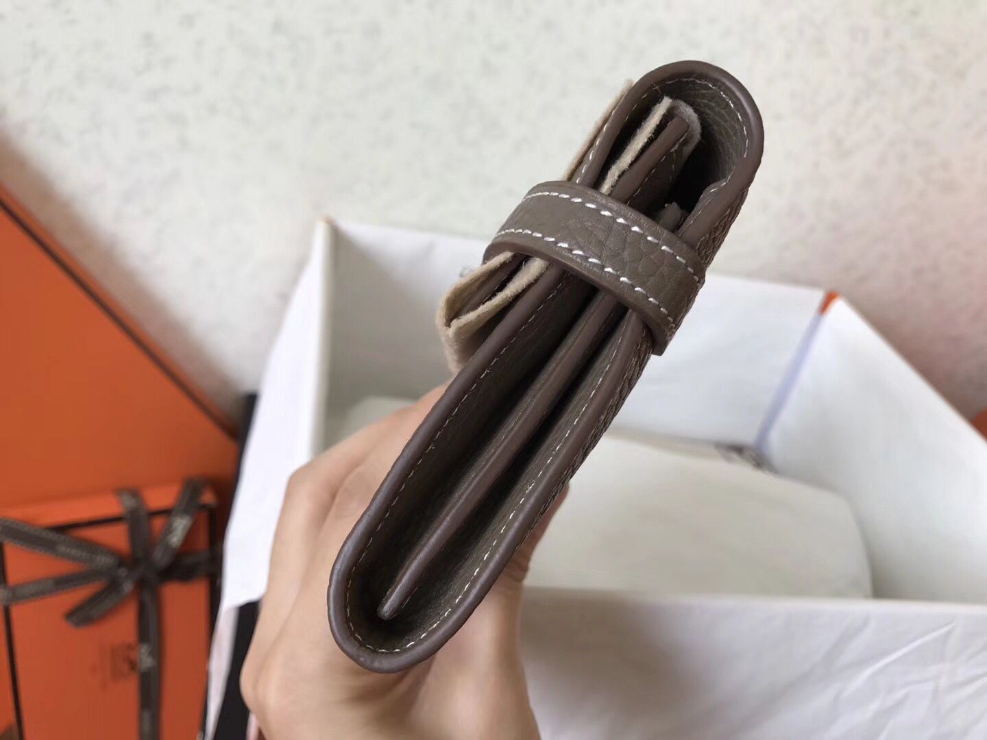 ケリー ロングウォレット 20cm エトゥープ クレメントレザー