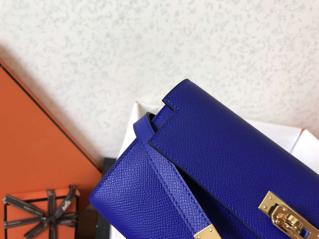 PORTEFEUILLE LONG KELLY 20CM CUIR EPSOM BLEU ÉLECTRIQUE