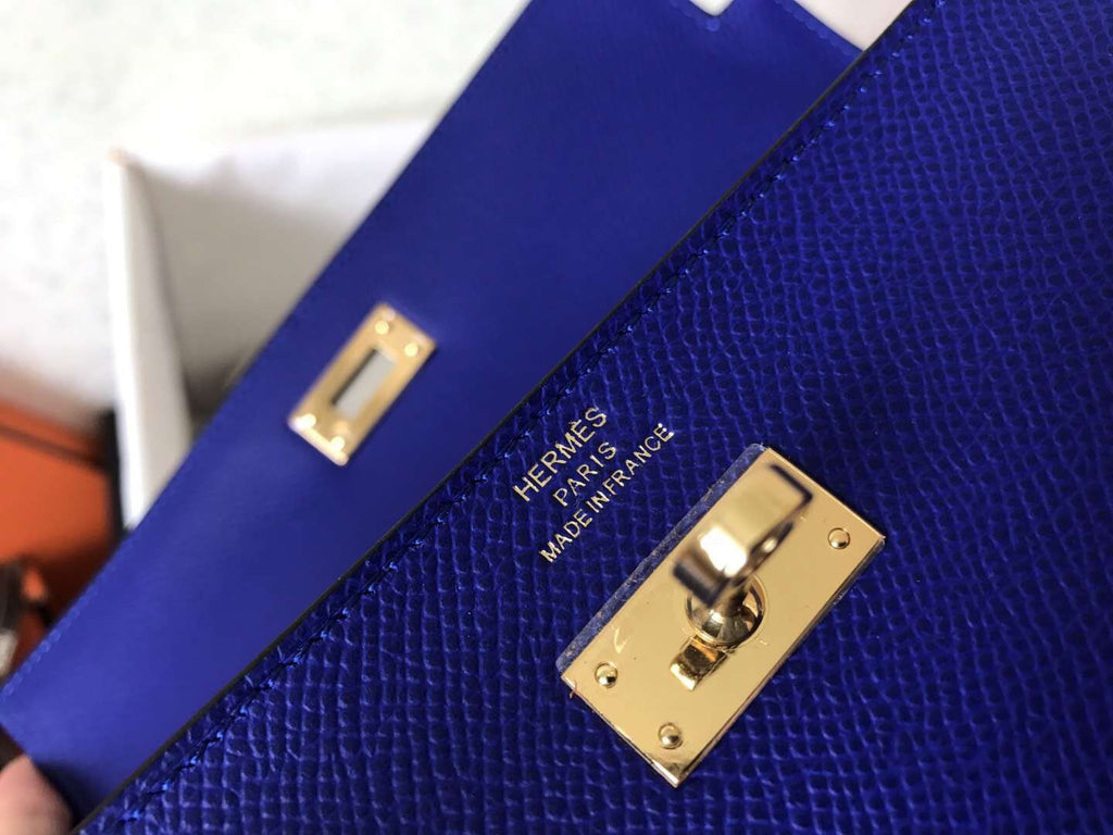 PORTEFEUILLE LONG KELLY 20CM CUIR EPSOM BLEU ÉLECTRIQUE