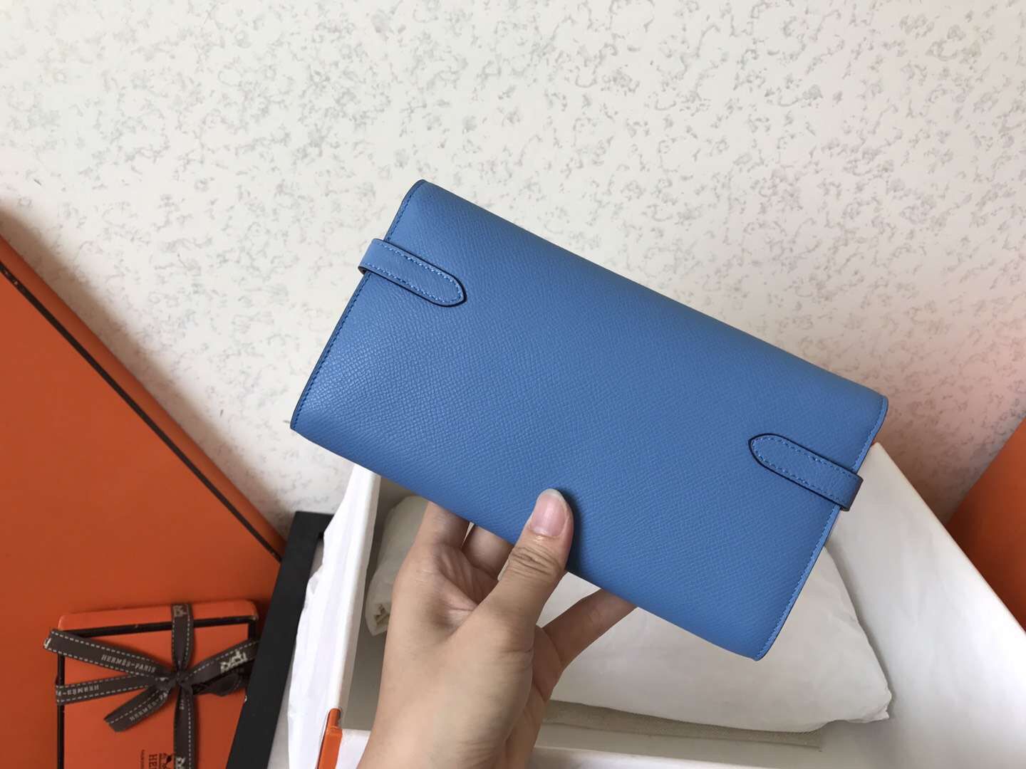 ケリー ロングウォレット 20cm ブルージーンズ エプソムレザー